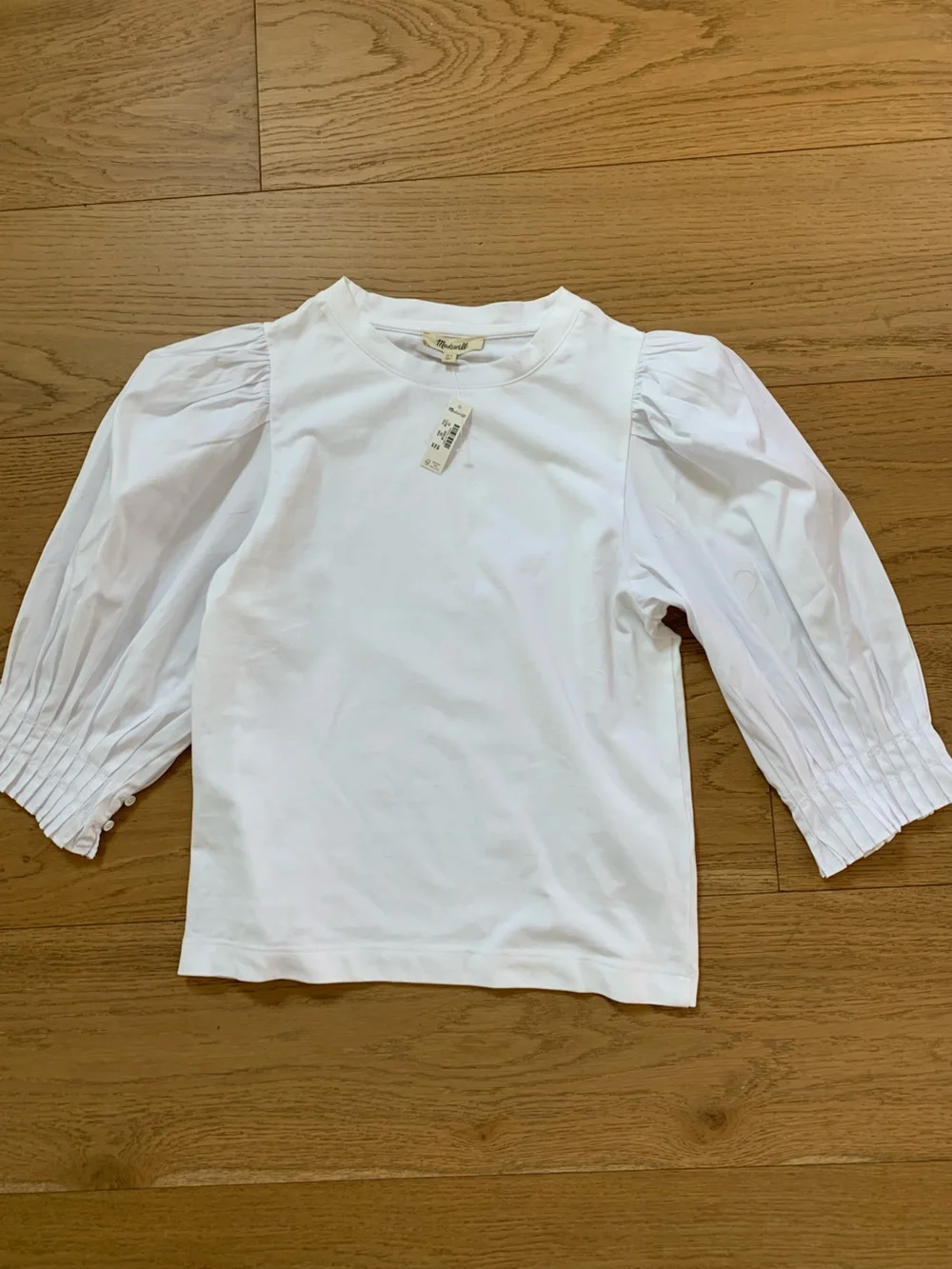 Madewell NWT White Puff-Sleeve Blouse Size XS